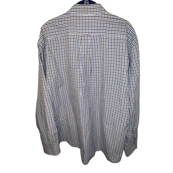 Izod, Mens XL, Blue Check Print Button Down Logo Long Sleeve Preppy Office Y2K - Picture 3 of 10